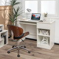 Wooden Computer Desk with CPU Stand-White - White - Computer Desks