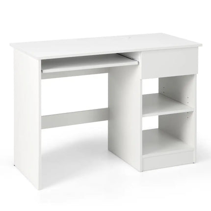 Wooden Computer Desk with CPU Stand-White - White - Computer Desks
