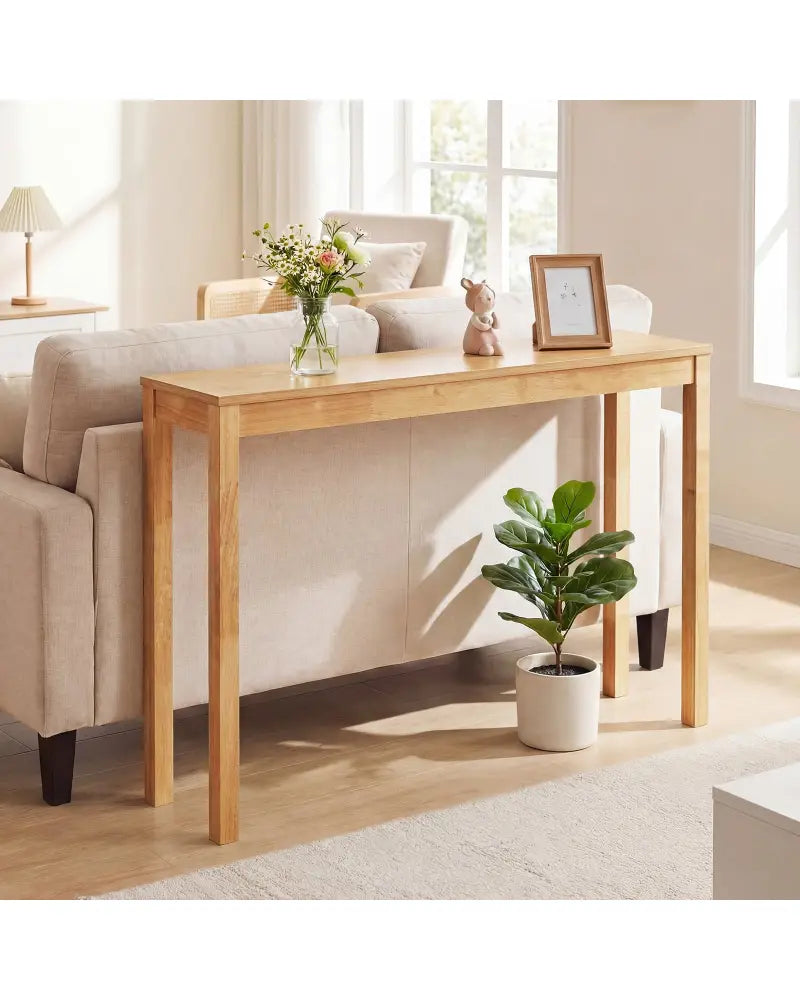 Wooden Console Table Modern Farmhouse Sofa Table with Thickened Top-Natural - Natural - Console Tables