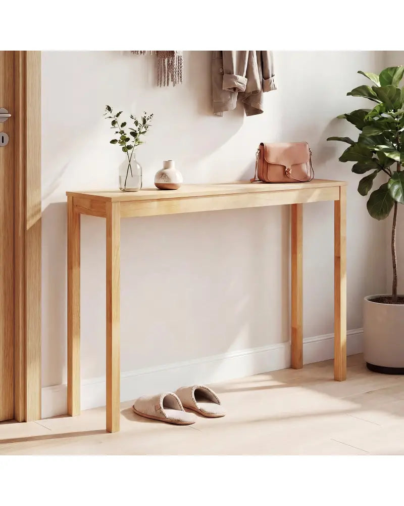 Wooden Console Table Modern Farmhouse Sofa Table with Thickened Top-Natural - Natural - Console Tables