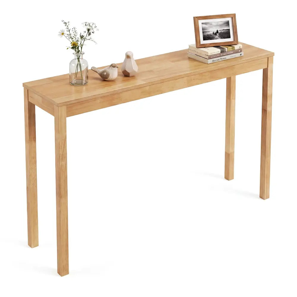 Wooden Console Table Modern Farmhouse Sofa Table with Thickened Top-Natural - Natural - Console Tables