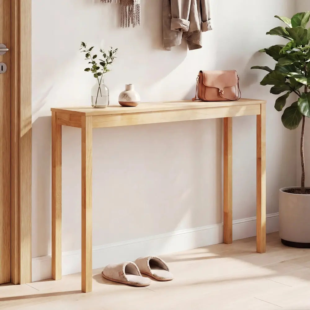 Wooden Console Table Modern Farmhouse Sofa Table with Thickened Top-Natural - Natural - Console Tables