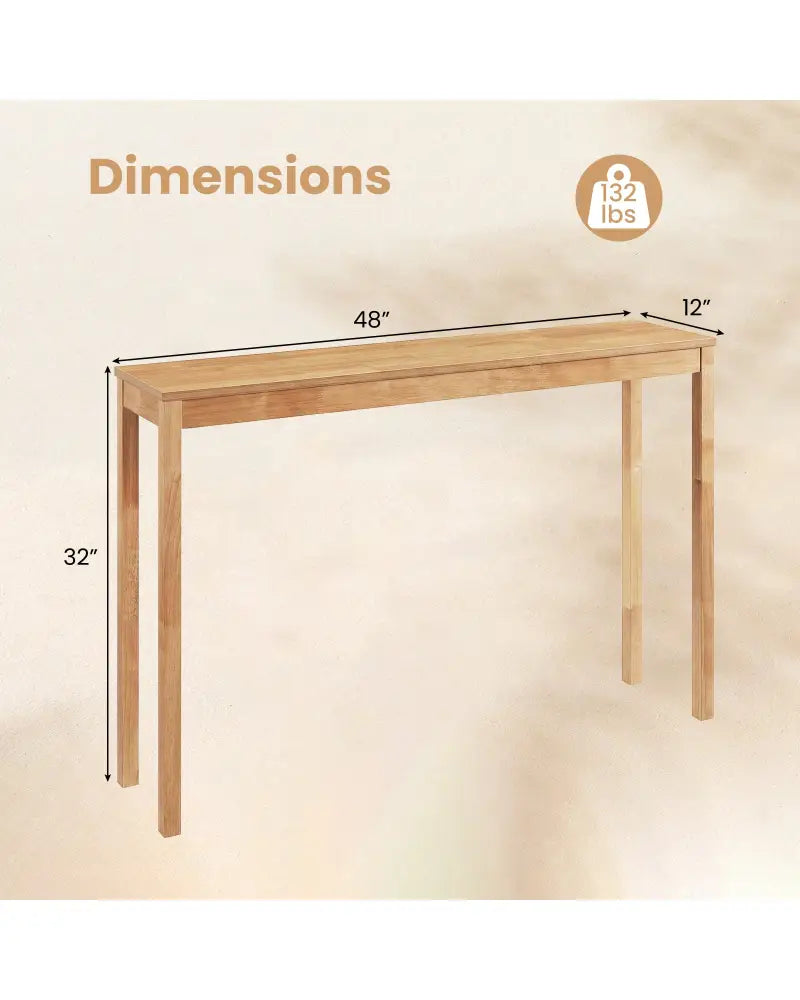 Wooden Console Table Modern Farmhouse Sofa Table with Thickened Top-Natural - Natural - Console Tables