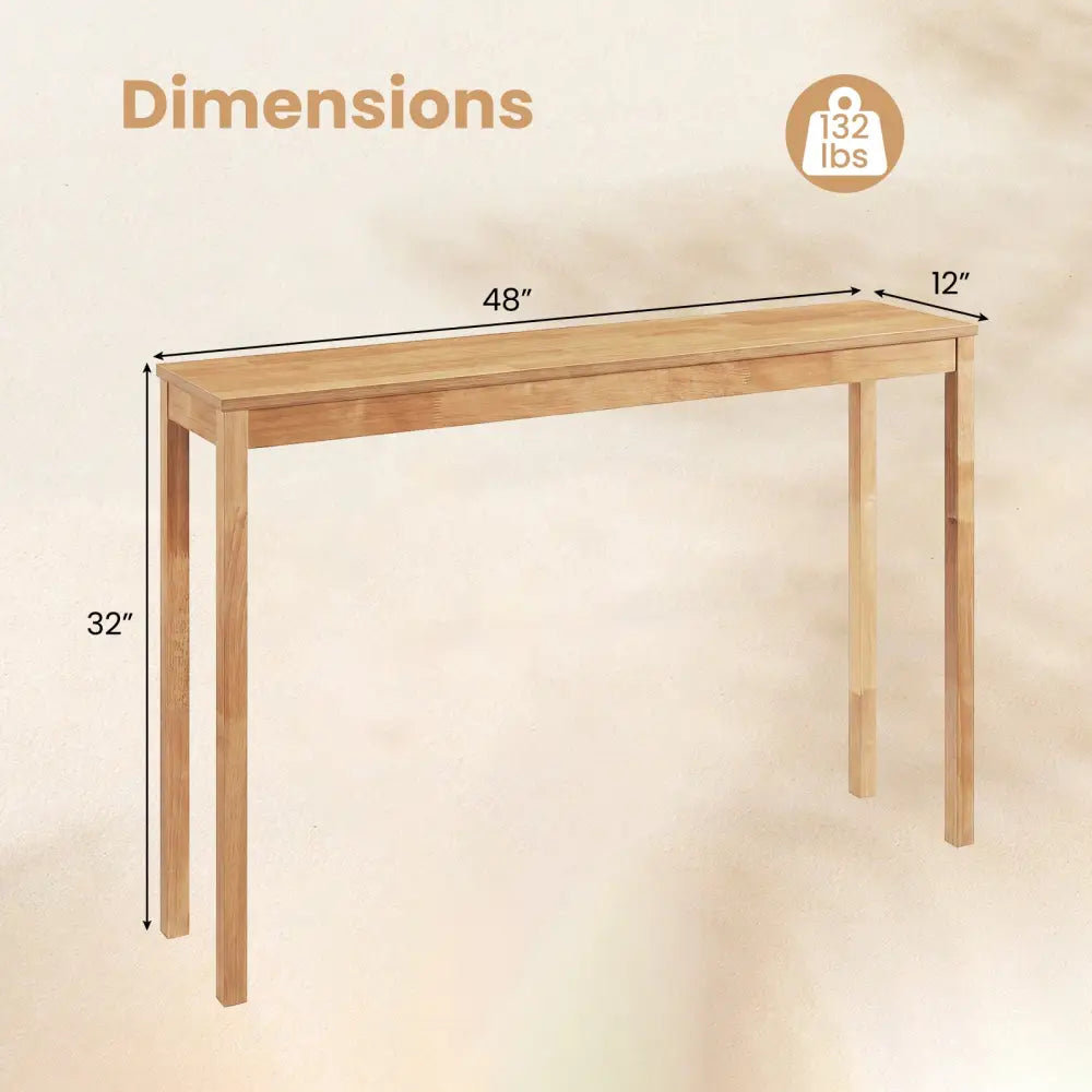 Wooden Console Table Modern Farmhouse Sofa Table with Thickened Top-Natural - Natural - Console Tables
