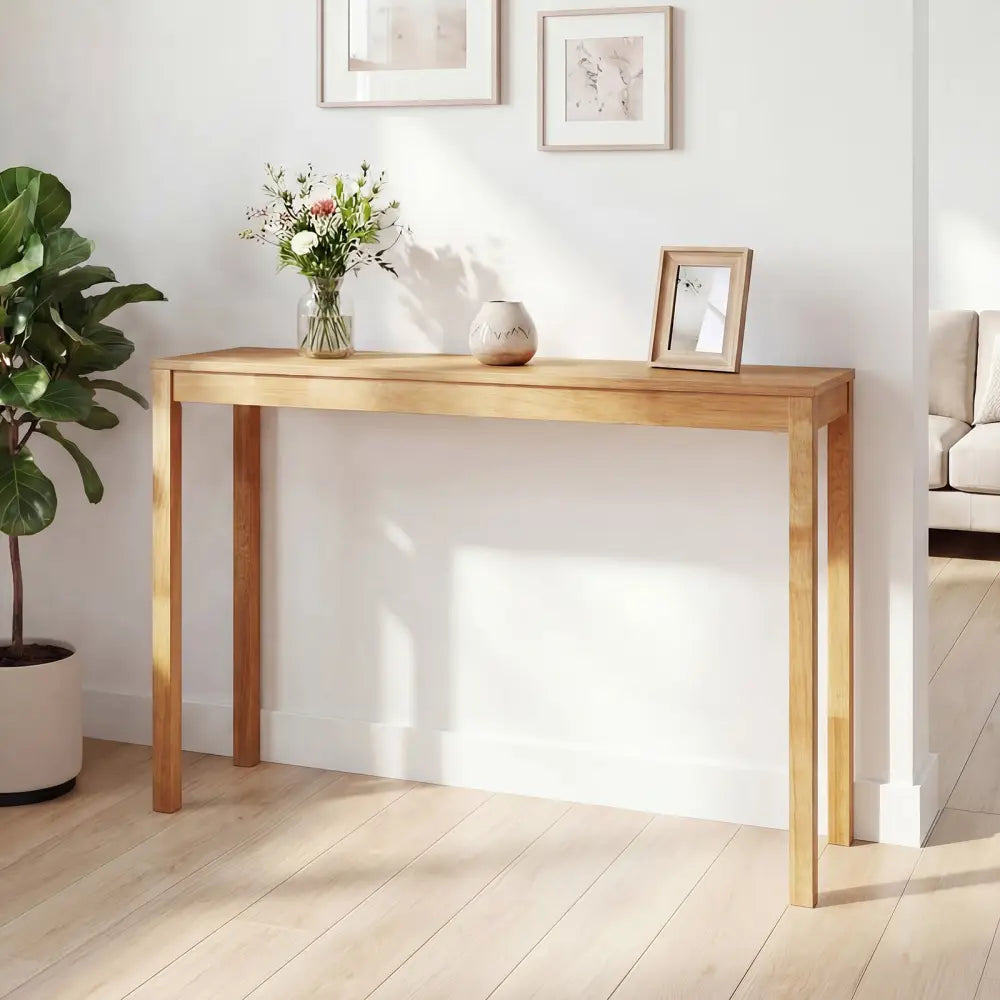 Wooden Console Table Modern Farmhouse Sofa Table with Thickened Top-Natural - Natural - Console Tables