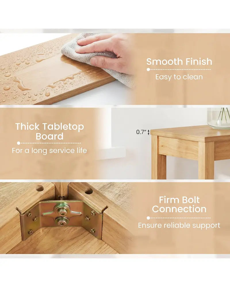 Wooden Console Table Modern Farmhouse Sofa Table with Thickened Top-Natural - Natural - Console Tables
