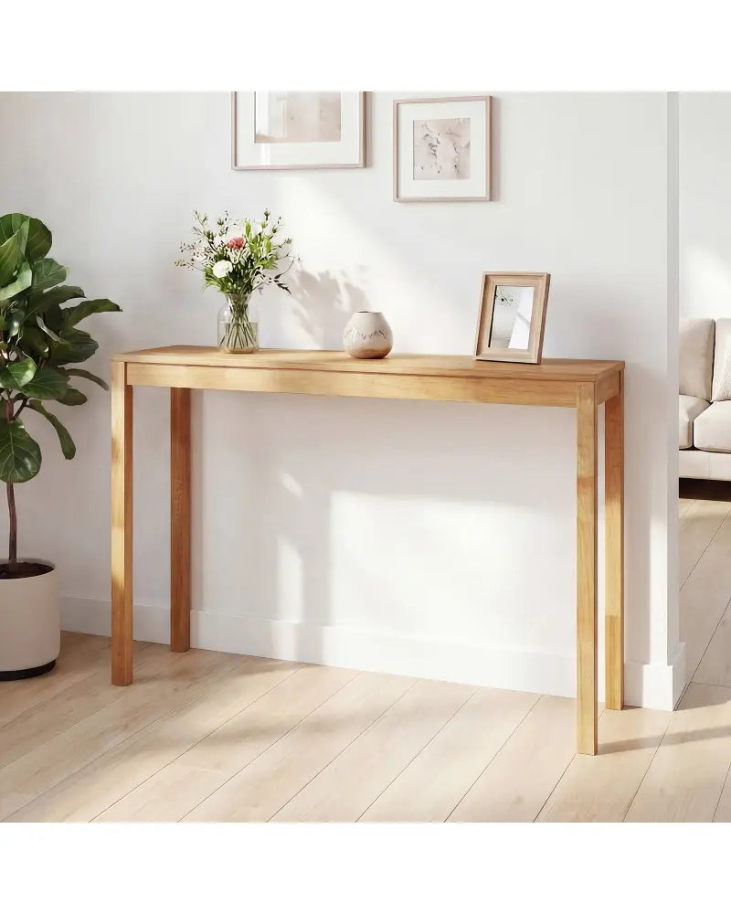 Wooden Console Table Modern Farmhouse Sofa Table with Thickened Top-Natural - Natural - Console Tables