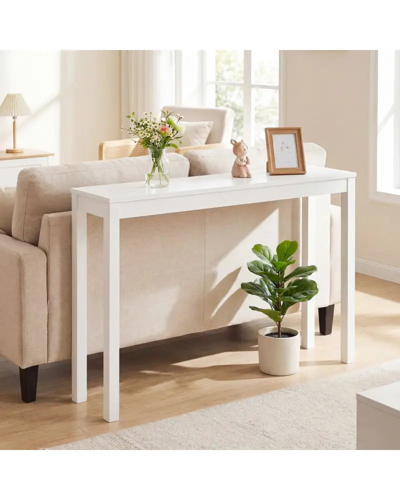 Wooden Console Table Modern Farmhouse Sofa Table with Thickened Top-White - White - Console Tables