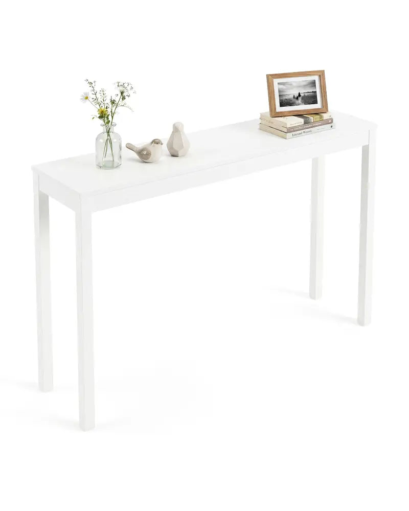 Wooden Console Table Modern Farmhouse Sofa Table with Thickened Top-White - White - Console Tables