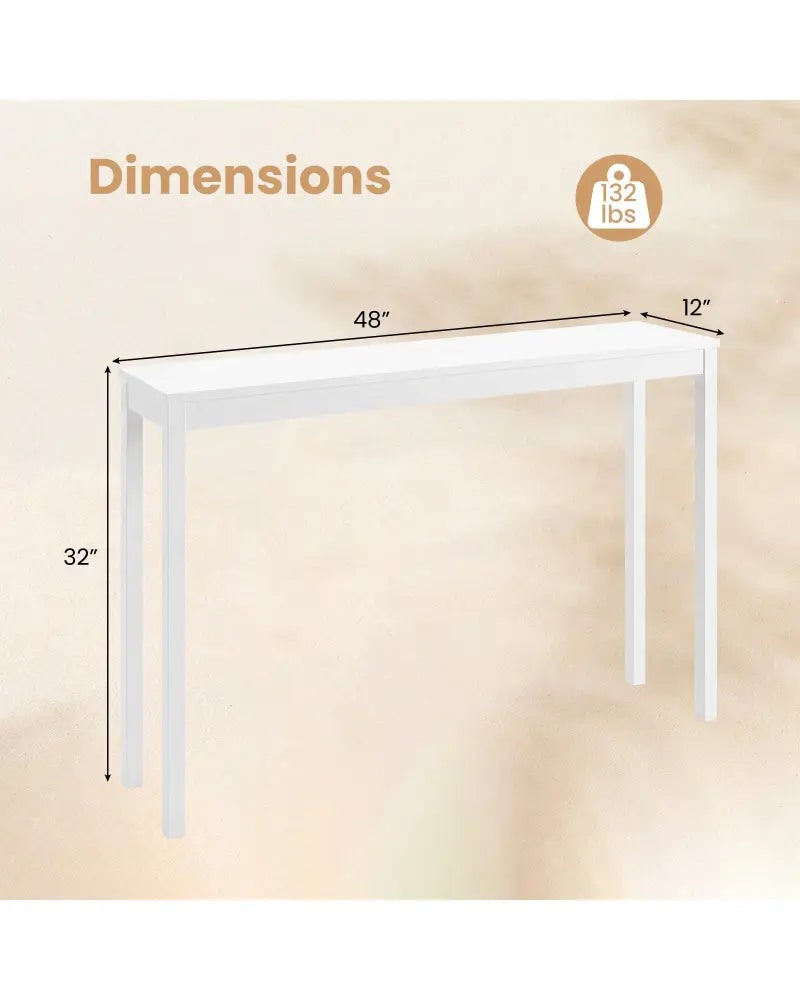 Wooden Console Table Modern Farmhouse Sofa Table with Thickened Top-White - White - Console Tables