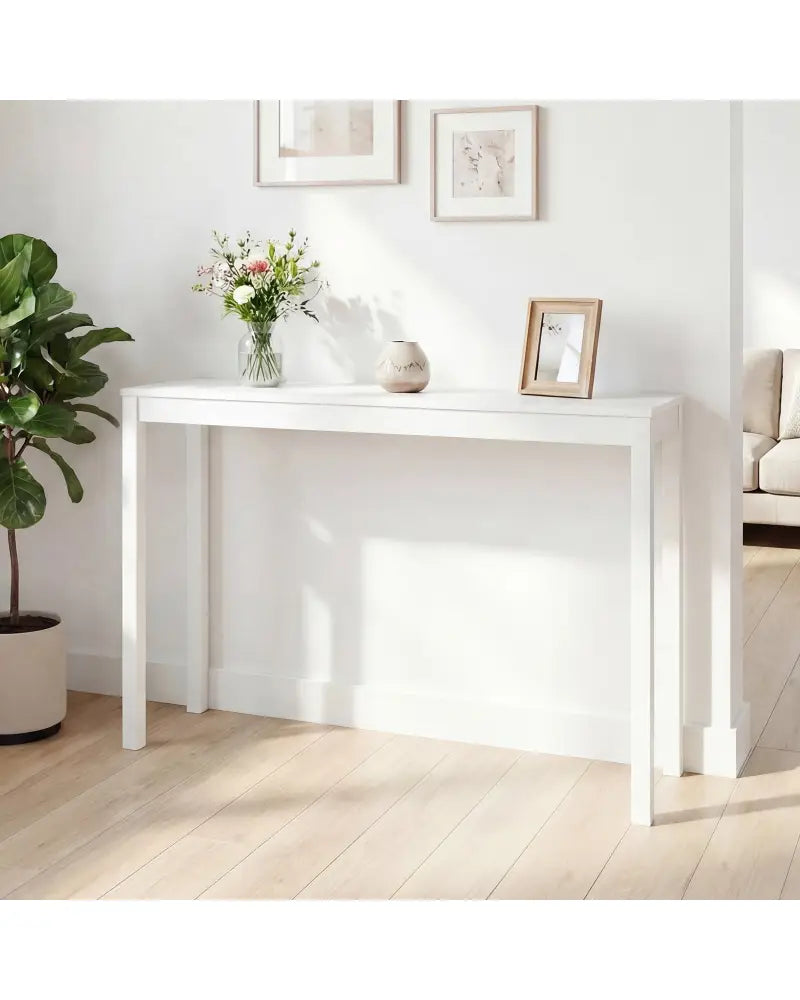 Wooden Console Table Modern Farmhouse Sofa Table with Thickened Top-White - White - Console Tables