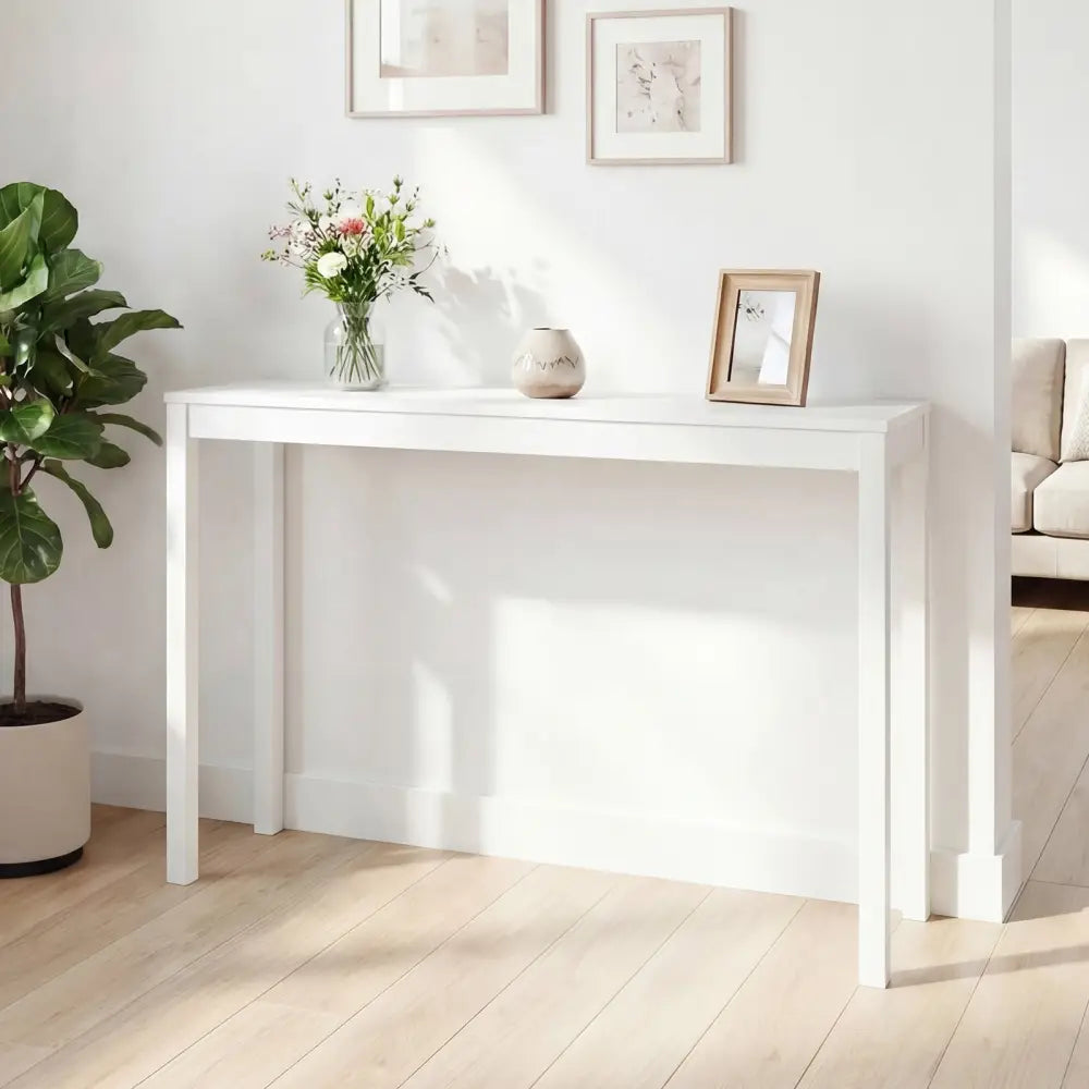 Wooden Console Table Modern Farmhouse Sofa Table with Thickened Top-White - White - Console Tables