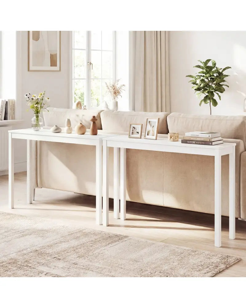 Wooden Console Table Modern Farmhouse Sofa Table with Thickened Top-White - White - Console Tables