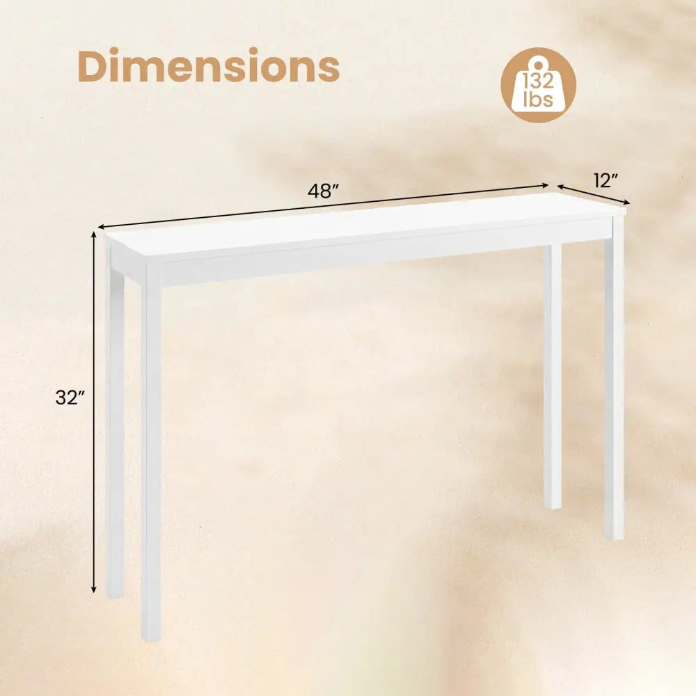 Wooden Console Table Modern Farmhouse Sofa Table with Thickened Top-White - White - Console Tables