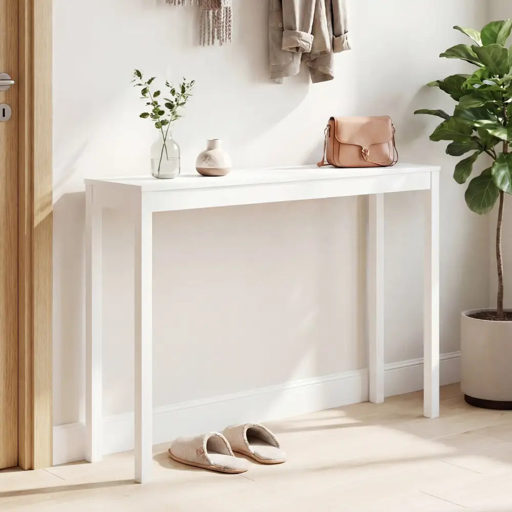 Wooden Console Table Modern Farmhouse Sofa Table with Thickened Top-White - White - Console Tables