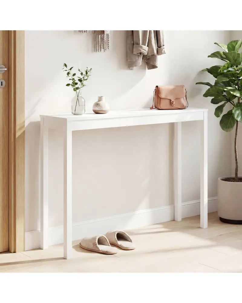 Wooden Console Table Modern Farmhouse Sofa Table with Thickened Top-White - White - Console Tables