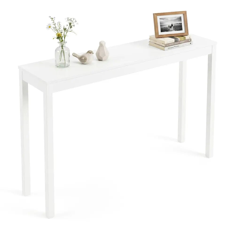Wooden Console Table Modern Farmhouse Sofa Table with Thickened Top-White - White - Console Tables