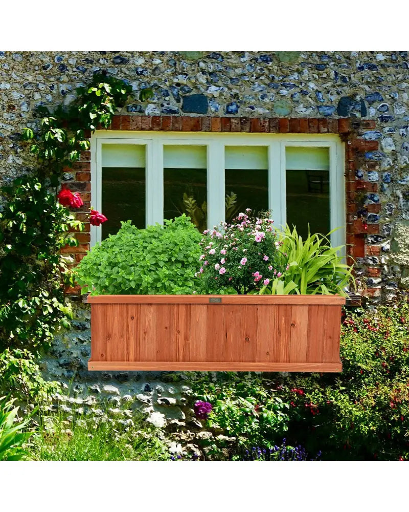 Wooden Decorative Planter Box for Garden Yard and Window - Brown - Raised Garden Beds