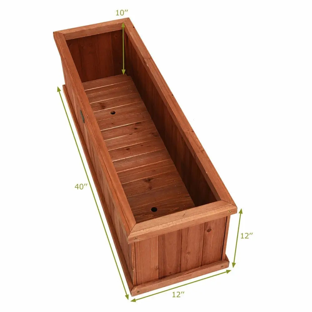 Wooden Decorative Planter Box for Garden Yard and Window - Brown - Raised Garden Beds