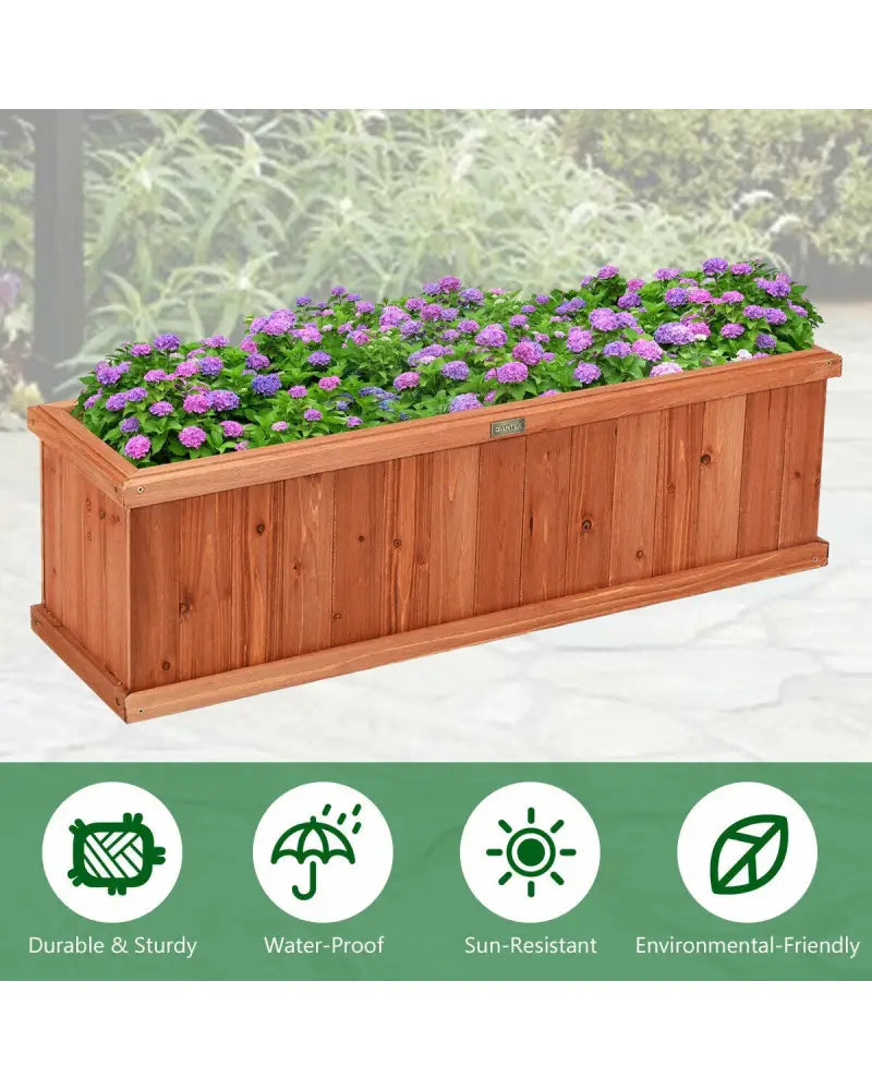 Wooden Decorative Planter Box for Garden Yard and Window - Brown - Raised Garden Beds