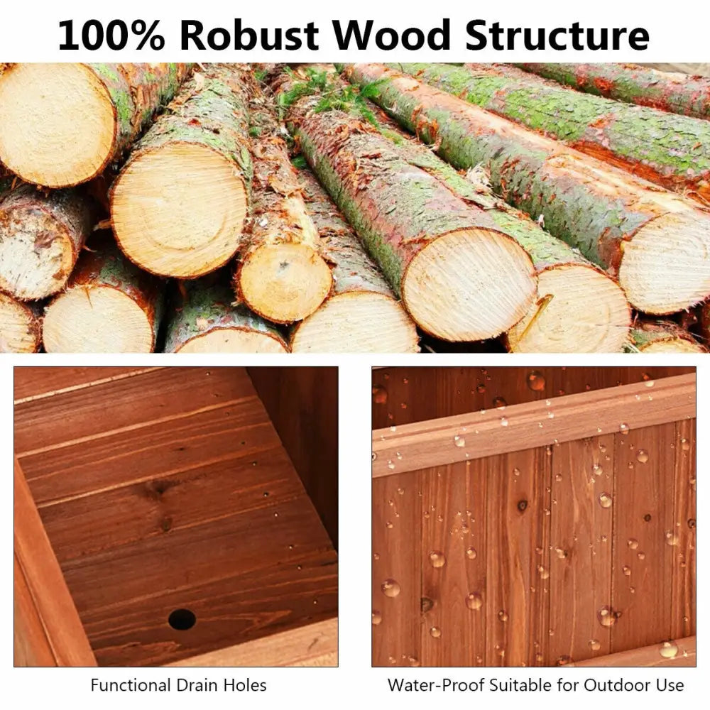 Wooden Decorative Planter Box for Garden Yard and Window - Brown - Raised Garden Beds