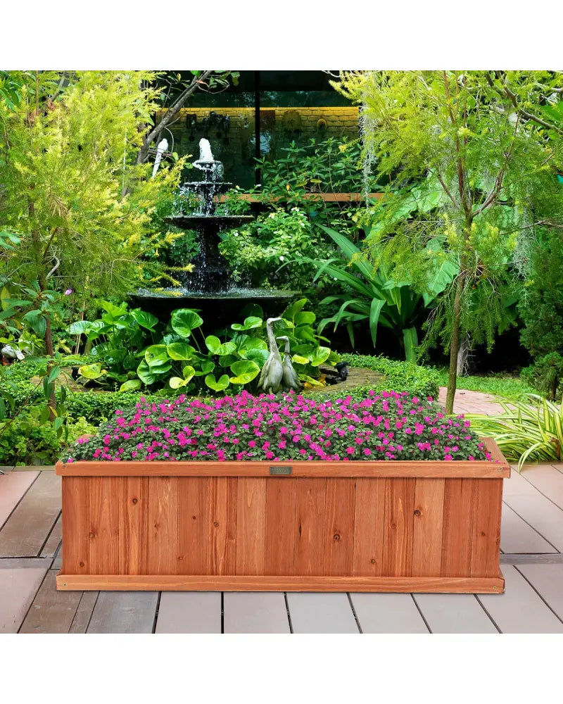 Wooden Decorative Planter Box for Garden Yard and Window - Brown - Raised Garden Beds