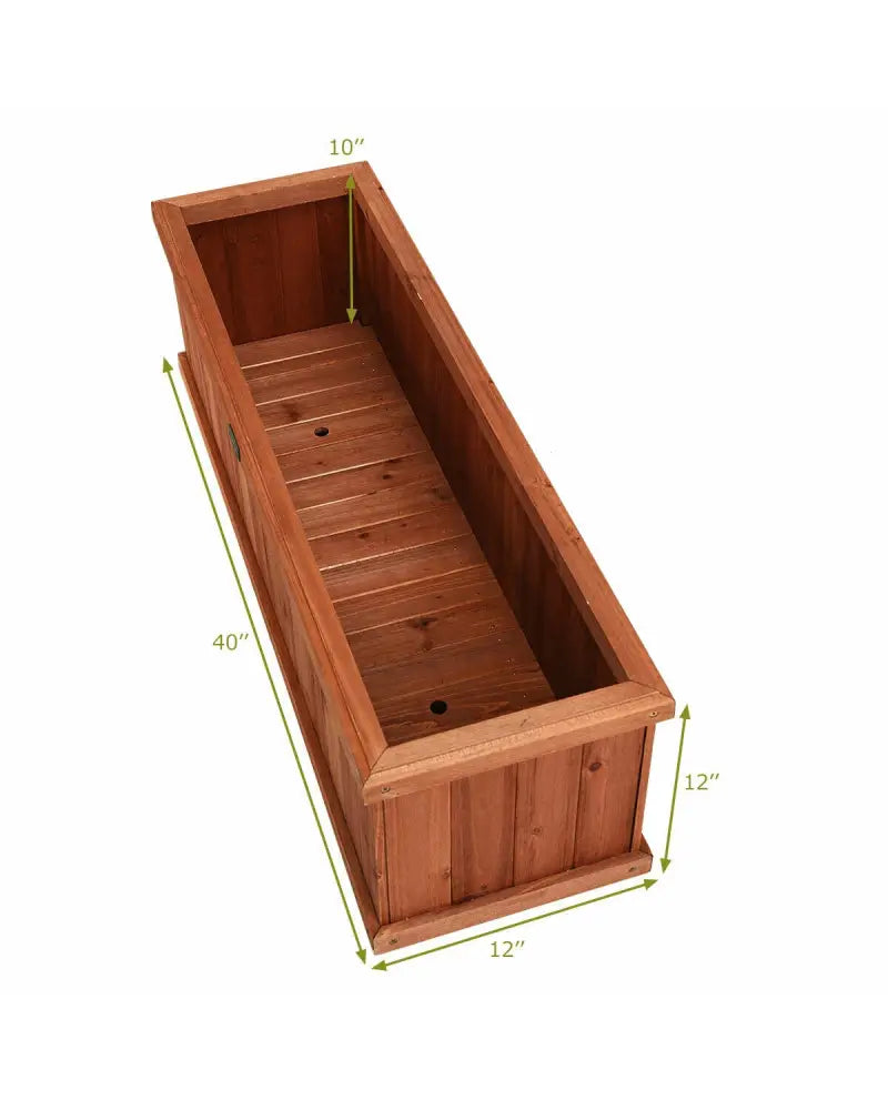 Wooden Decorative Planter Box for Garden Yard and Window - Brown - Raised Garden Beds