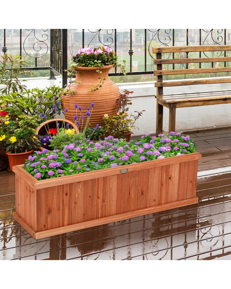 Wooden Decorative Planter Box for Garden Yard and Window - Brown - Raised Garden Beds