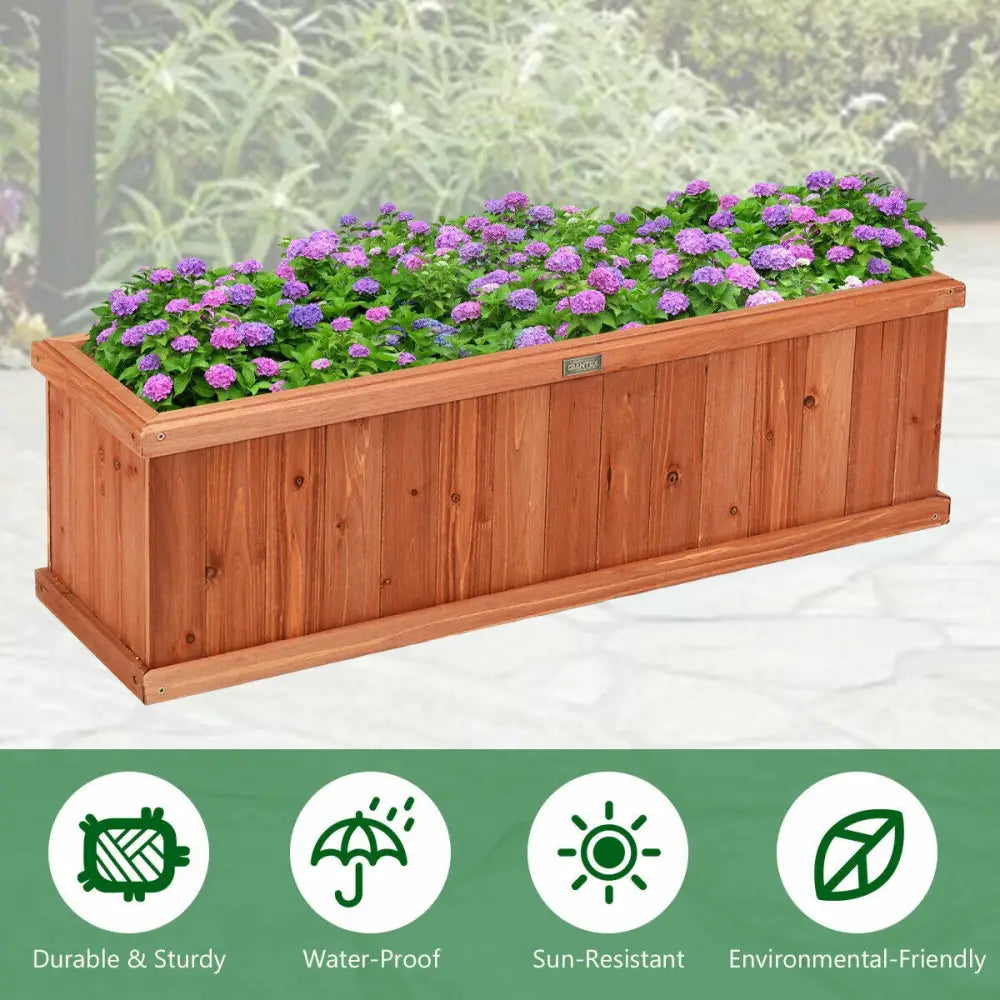 Wooden Decorative Planter Box for Garden Yard and Window - Brown - Raised Garden Beds