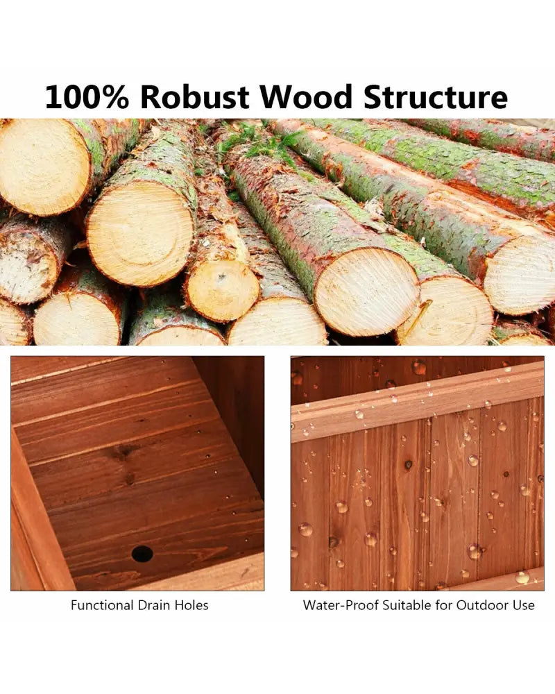 Wooden Decorative Planter Box for Garden Yard and Window - Brown - Raised Garden Beds