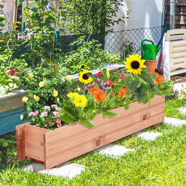 Wooden Decorative Raised Garden Bed for Yard and Window - Brown - Raised Garden Beds