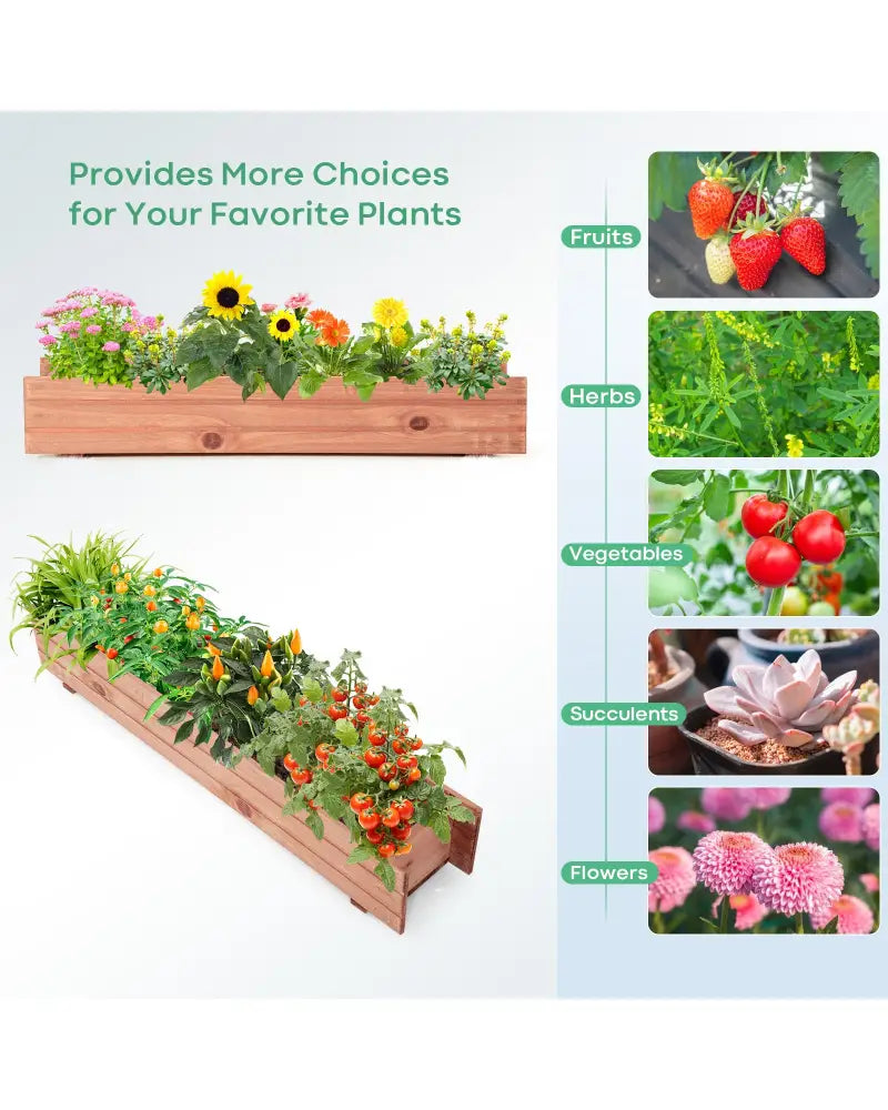 Wooden Decorative Raised Garden Bed for Yard and Window - Brown - Raised Garden Beds