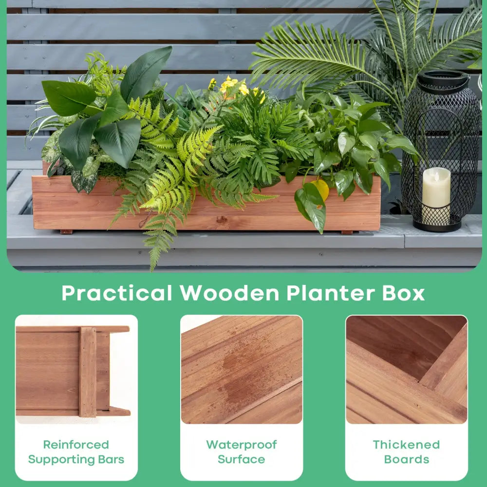Wooden Decorative Raised Garden Bed for Yard and Window - Brown - Raised Garden Beds