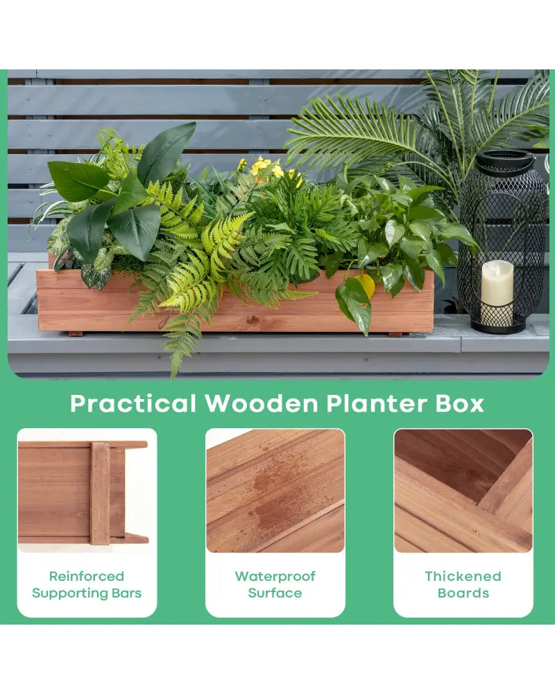 Wooden Decorative Raised Garden Bed for Yard and Window - Brown - Raised Garden Beds