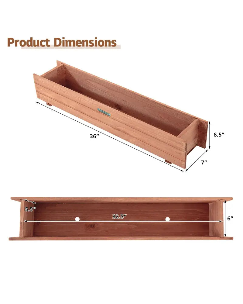 Wooden Decorative Raised Garden Bed for Yard and Window - Brown - Raised Garden Beds