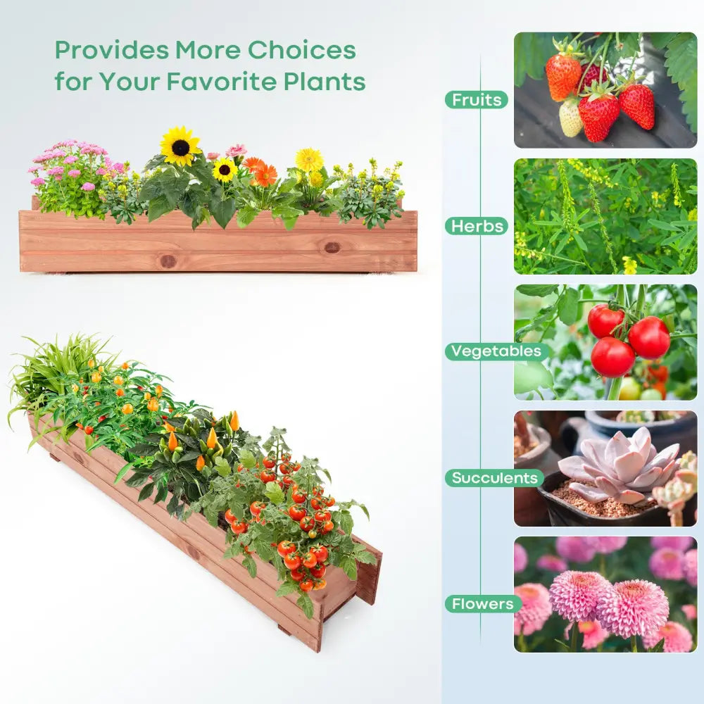 Wooden Decorative Raised Garden Bed for Yard and Window - Brown - Raised Garden Beds