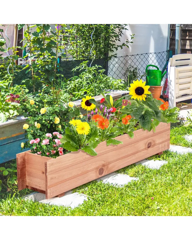 Wooden Decorative Raised Garden Bed for Yard and Window - Brown - Raised Garden Beds