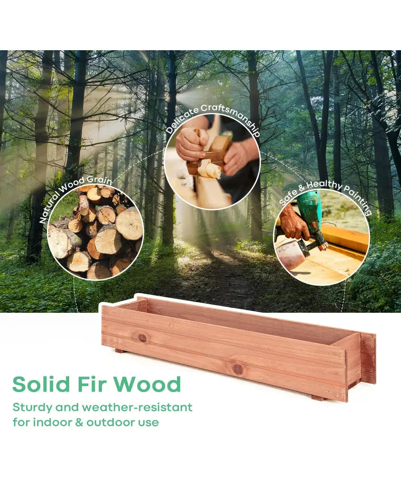 Wooden Decorative Raised Garden Bed for Yard and Window - Brown - Raised Garden Beds