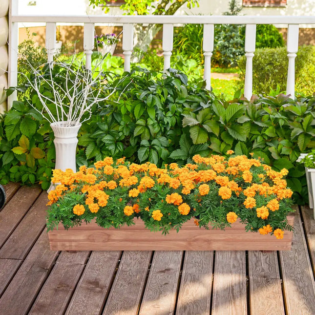 Wooden Decorative Raised Garden Bed for Yard and Window - Brown - Raised Garden Beds