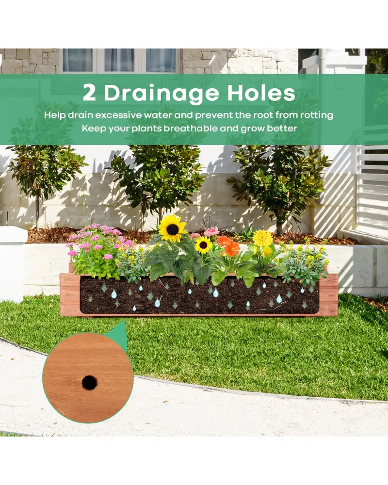 Wooden Decorative Raised Garden Bed for Yard and Window - Brown - Raised Garden Beds