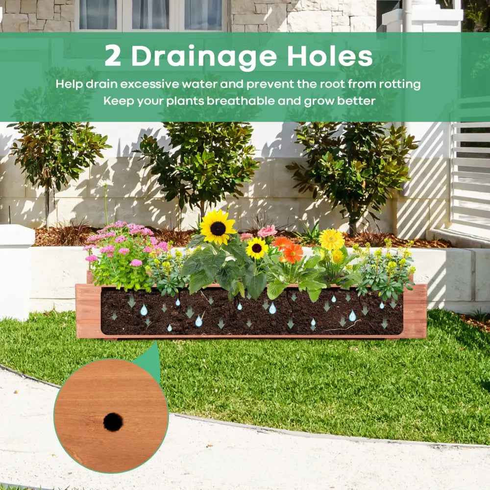 Wooden Decorative Raised Garden Bed for Yard and Window - Brown - Raised Garden Beds