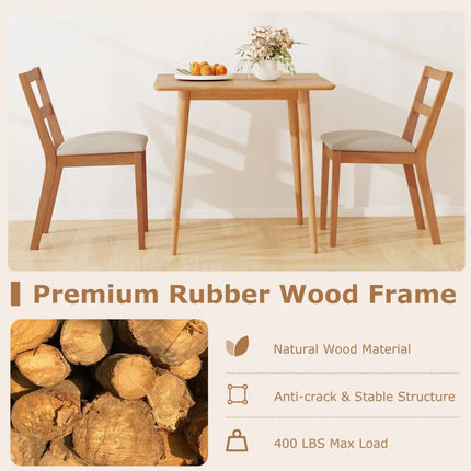 Wooden Dining Chair Set of 2 Farmhouse Kitchen Chair with Upholstered Seat-Brown - Brown - Dining Chairs