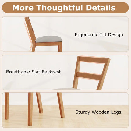 Wooden Dining Chair Set of 2 Farmhouse Kitchen Chair with Upholstered Seat-Brown - Brown - Dining Chairs