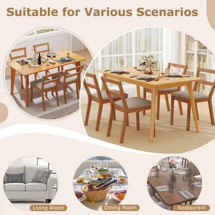Wooden Dining Chair Set of 2 Farmhouse Kitchen Chair with Upholstered Seat-Brown - Brown - Dining Chairs