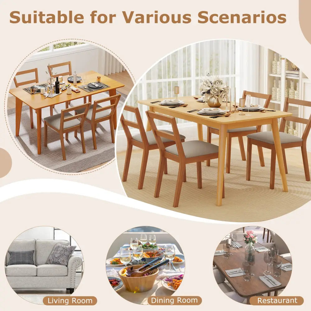 Wooden Dining Chair Set of 2 Farmhouse Kitchen Chair with Upholstered Seat-Brown - Brown - Dining Chairs