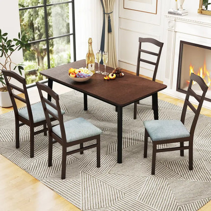 Wooden Dining Chair Set of 2 Linen Fabric Upholstered Kitchen Chairs Farmhouse Side Accent Chairs - Dining Chairs