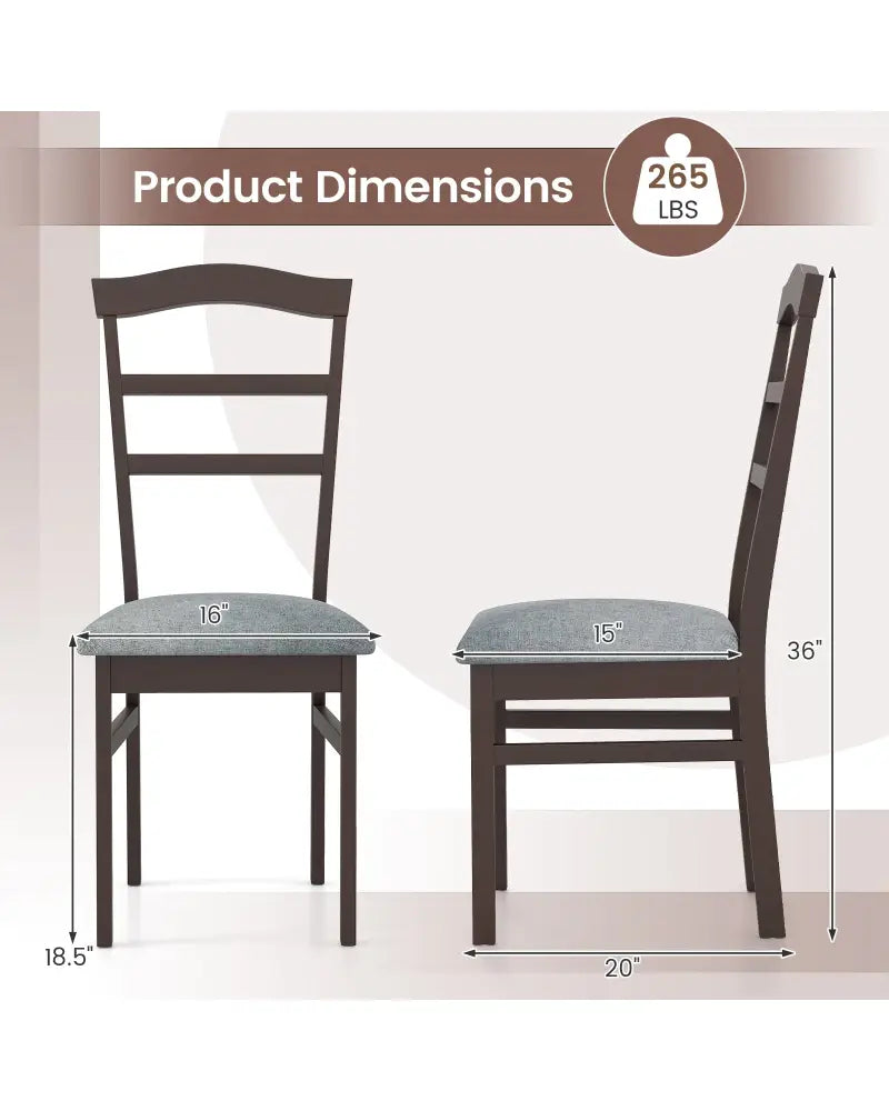 Wooden Dining Chair Set of 2 Linen Fabric Upholstered Kitchen Chairs Farmhouse Side Accent Chairs - Dining Chairs