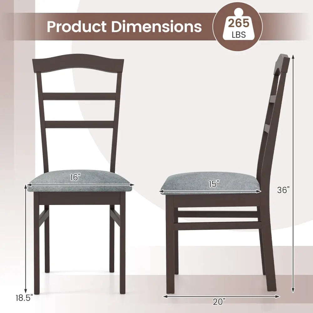 Wooden Dining Chair Set of 2 Linen Fabric Upholstered Kitchen Chairs Farmhouse Side Accent Chairs - Dining Chairs