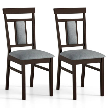 Wooden Dining Chair Set of 2 Linen Fabric Upholstered Kitchen Chairs with Rubber Wood Frame - Dining Chairs