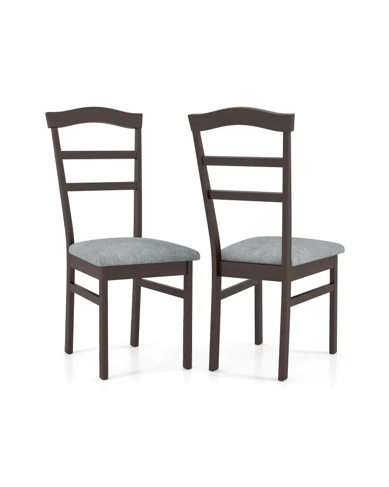 Wooden Dining Chair Set of 2 Linen Fabric Upholstered Kitchen Chairs Farmhouse Side Accent Chairs - Dining Chairs